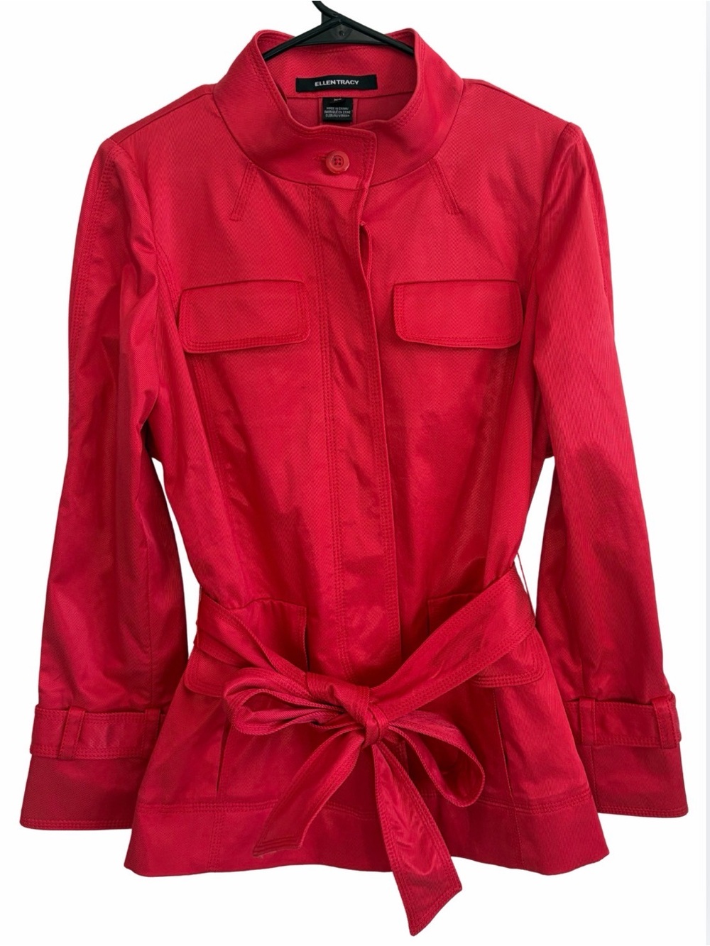 Ellen Tracy Red Tie-Waist Jacket